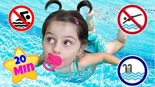 Mimi ensina a Irmã BEBÊ a nadar e Regras de Segurança na piscina | Mimi Julinha