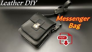 Leather Messenger Bag 911 - A4 PDF Pattern - Leather Craft - DIY Schultertasche aus echtem Leder