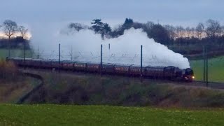 6233 'Duchess of Sutherland' has MEGA STEAM with 'The York Yuletide Express' at Harpenden - 27/11/21