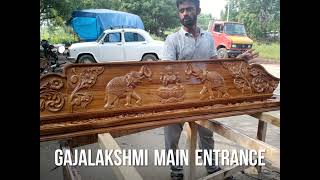 main door design boarder god status, gajalakshmi in high class teak