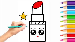 How to draw cute lipstick ,Step by Step,Pencil lipstick drawing for kids, toddlers Lipstick drawing