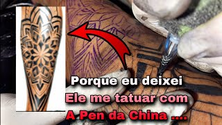 Ele é INICIANTE e Tatuou Minha CANELA veja como Ficou …. Traços e pintura e pontilhismo !!