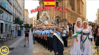 Walking Tour Procession in Old Town Malaga 4K | Virtual Tour in Old Town Malaga Spain