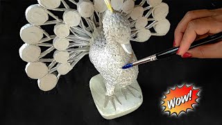 How to make peacock using clay | diy making beautiful peacock from newspaper | mor banane ka tarika