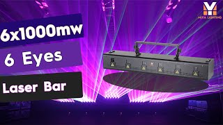 MIYA Free Shipping Laser Bar 6x1000mw 6 Eyes RGB Animation Stage Laser Event Array