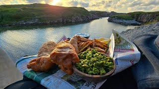 Incredibly delicious Fish & Chips with a FANTASTIC view | ASMR Cooking & Camping in Irish Coast