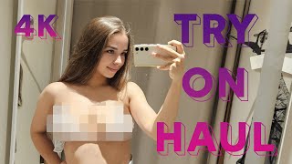 [4K] Sheer Lingerie In Dressing Room | Try on Haul with Mia