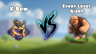 X-Bow Level 1-Max Vs Giant Level 1-Max (1vs1) | Clash of Clans #clashofclans #coc #supercell