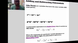 Adding and Subtracting Polynomials