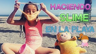 HAGO SLIME en la PLAYA haciendo GIMNASIA RITMICA *SPAGAT*