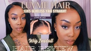 Yaki hair better than silky straight? WHAT lace! Luvme Hair 13x5 glueless wig install #luvmehair