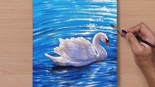 Swan on a Sparkling Lake / Acrylic Painting /STEP BY STEP #59