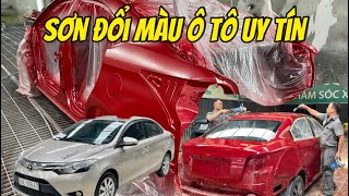 Sơn đổi màu ô tô Toyota Vios sang màu đỏ | Thủ tục đổi màu ô tô | Garage ô tô uy tín