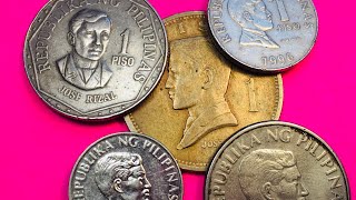 Philippines 1 Piso Jose Rizal Coin Collection - Pilipinas Rare and Common -All with Jose Rizal Front