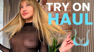 [4K] See-Through Clothes Try on Haul | Transparent Fabric & No Bra Trend