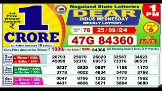 Nagaland lottery result today 1pm  25/09/2024 -  morning Nagaland State Lottery Result Pdf.