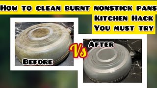 How to clean burnt  Bottom of a Non Stick Pan || #howtoclean #nonstickcookware #bottom #viral