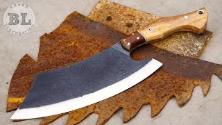 Making a large kitchen knife from an Old Saw Blade