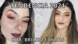 MAQUIAGEM MARROM ALARANJADO com muito BRILHO - TENDÊNCIA 2021 - (3)