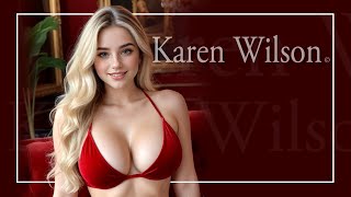 AI Lookbook Karen Wilson- Red velvet and blue lace lingerie