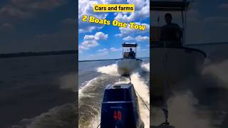 2 boats towing one boat . #boat #summer #seatow #boating #funny  #boats #shorts #jonboat  #boatfail