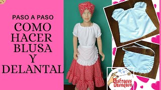 DIY. Disfraz de NEGRITA CANDOMBERA. Como hacer BLUSA y DELANTAL. También para PAISANA o CAMPESINA.