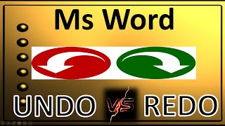 How to use Undo & Redo options in Ms Word 2007/2010/2013/2016/2019 - in Hindi