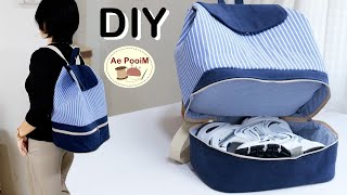 DIY Backpack with a shoe compartment | Sewing tutorial