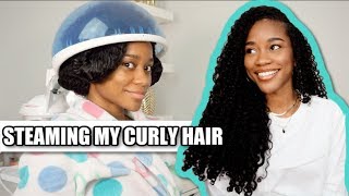 Steaming My Curly Hair with Red Pro Steamer | Defined Curls and Deep Conditioning