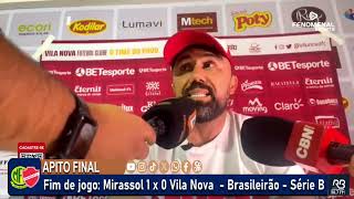 Coletiva do técnico Luizinho Lopes - pós jogo Mirassol 1 x 0 Vila Nova | Brasileiro Série B