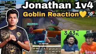 Soul Goblin Reaction On Jonathan 1v3 & 1v4  Clutch 😱🔥| Jonathan Clutch In Upthrust Esports Scrims 💛🚀