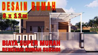 DESAIN RUMAH LAHAN 6x12 m 2 KAMAR TIDUR | FASILITAS TAMAN BELAKANG