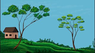 How to Draw in Computer || Drawing in paint 3D || Easy Landscape painting || #treelovers #painting