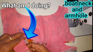 easy tip unthinkable|boat neck lining| How to sew lining on a sleeveless dress| lining dress sewing.