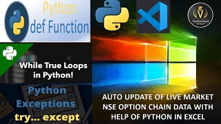 Fetch live option chain from new nse website with python in excel, functions, while true, try except