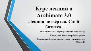 Лекции по ArchiMate. Лекция 4. Разбираем бизнес слой.