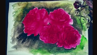 How To Make A Rose Flower Drawing!!Rose Flower Drawing With Water Colour!!