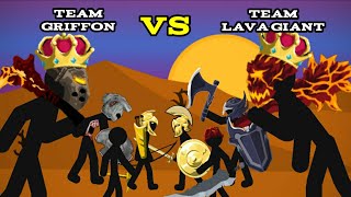 Team Griffon Vs Team Lava Giant | Jugger knight, Zombie,Miner,Golden Spearton - Stick War Animation