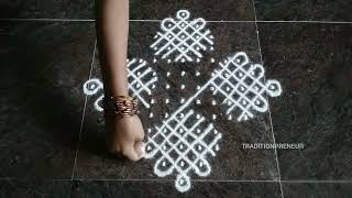 Simple Sikku Kolam for Sankranthi festival for Beginners | #traditionpreneur (Draw in 4 minutes)