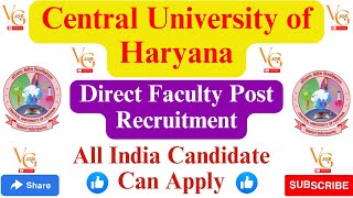 REGULAR FACULTY RECRUITMENT 2024 || CENTRAL UNIVERSITY OF HARYANA RECRUITMENT 2024 || VACANCYGATE ||