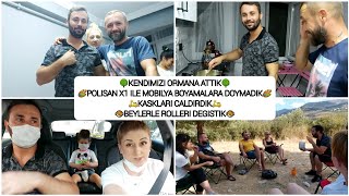 VLOG / KENDIMIZI ORMANA ATTIK / KASKLARI CALDIRDIK / POLISAN X1 ILE MOBILYA BOYADIK / BEYLER YEMEKTE