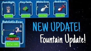 Tiny Tank,Fort Night, and 3 Evacs! NEW Fountain Update in Fireworks Playground roblox !