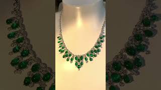 Luxury 20ct Natural Emerald Necklace with Diamonds, Visit Our Website for More Fine/High Jewelry