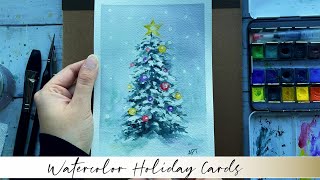 How To Paint A Watercolor Christmas Tree | DIY Christmas Cards