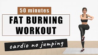 50 min FAT BURNING WORKOUT No Jumping🔥 All Standing No Equipment No Mat (30 exercises)