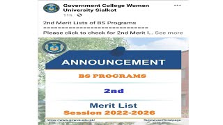 2nd merit list of bs program 2022 of gcwus