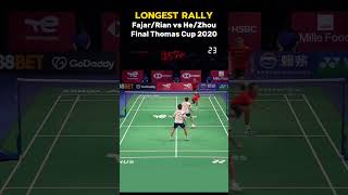 Fajar/Rian Menang atas He/Zhou  | Final Thomas Cup 2020 | Longest Rally 54 Shots #shorts #badminton