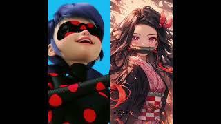 Nezukkko Vs Marinette ❤️🩷#nezuko #barbie #bts #hit #music