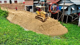 New Project to pour Soil into water to make a Road to connect people's houses By Mini Dozer Pushing