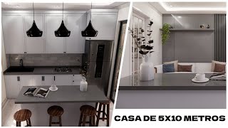 Plano de casa 5X10 | Con 1 Dormitorio | Mini Casa 50 M²| CASA 5X10| Small House Design Idea